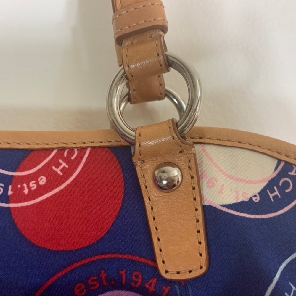 Coach Leah Blue Satin Polka Dot Bag Limited - Picture 3 of 10